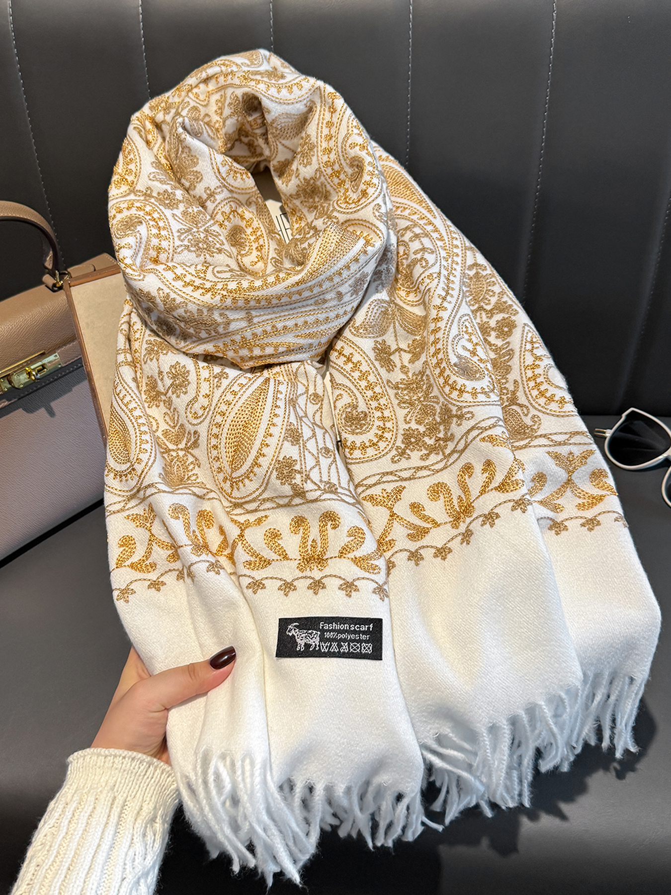 Woven Scarf Blanket - Luxury Thick Warm Paisley Pashmina Shawl