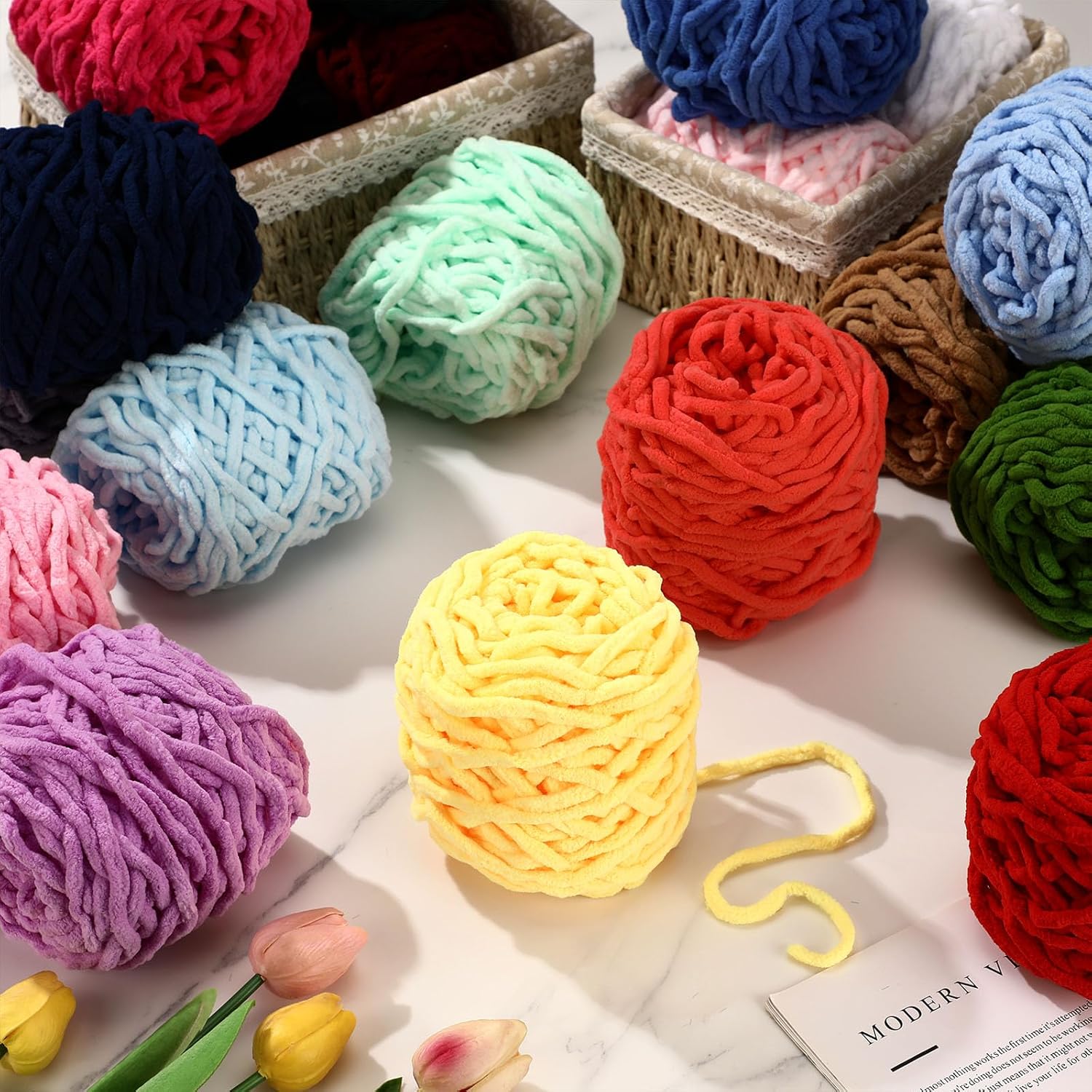 3PCS 300g Chenille Knitting Ya - Woven Scarf Blanket recensie en prijs