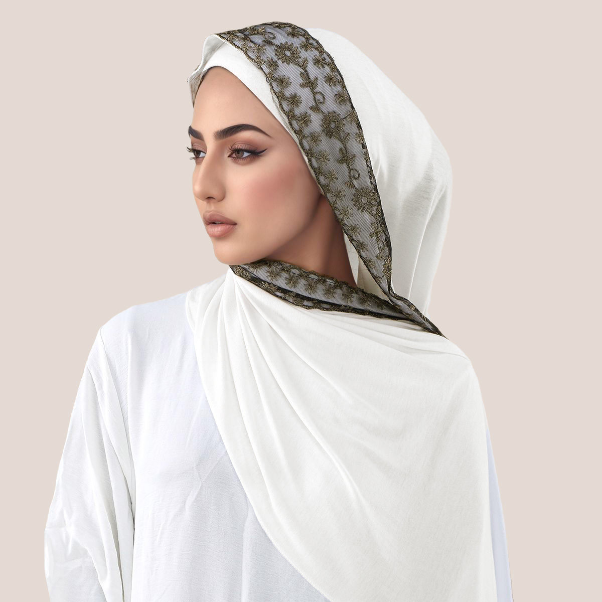 Lace Embroidery Cotton Jersey  - Head Wrap Turban recensie en prijs