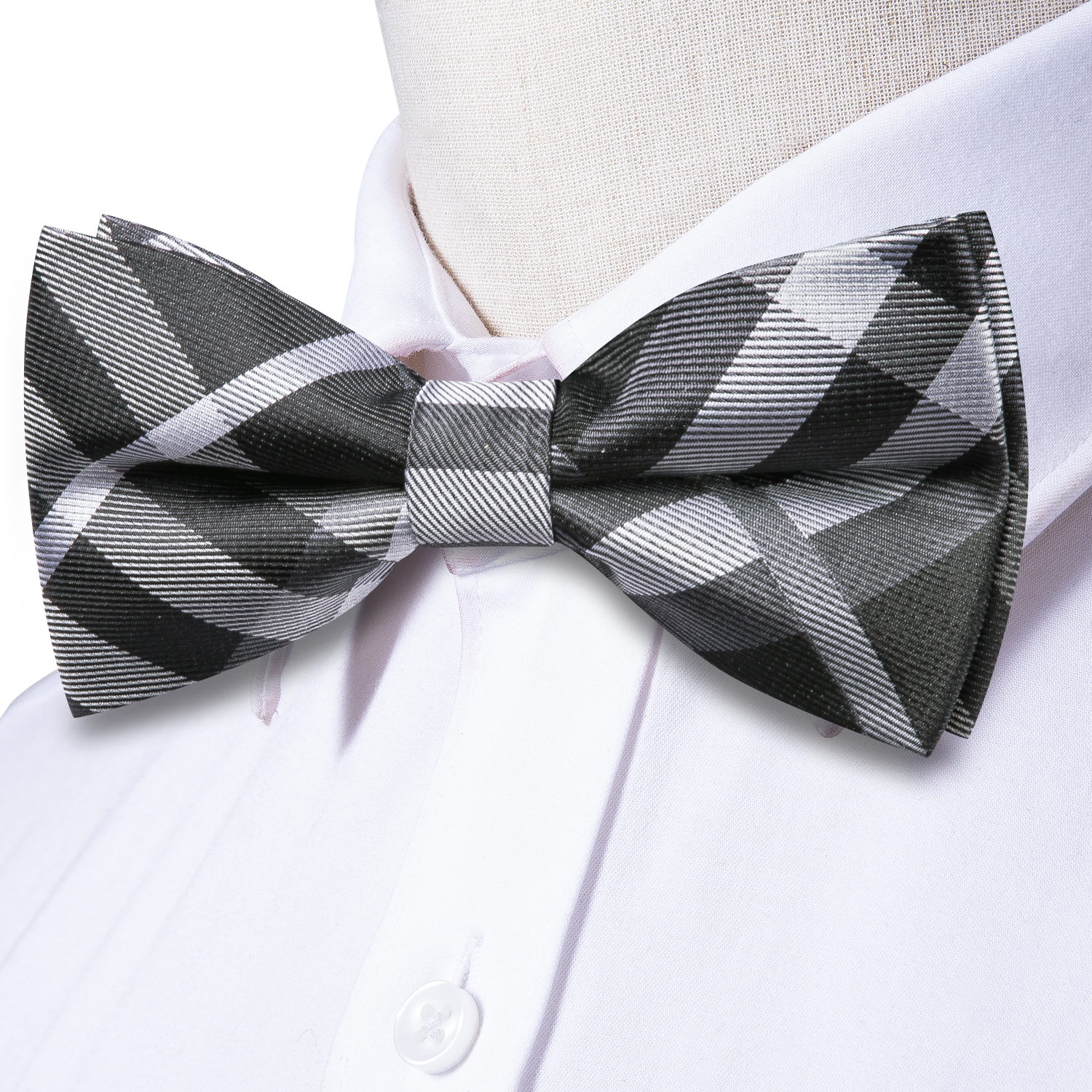 Hi-Tie Grey Plaid Jacquard Sil - Bow Tie Pre Tied recensie en prijs