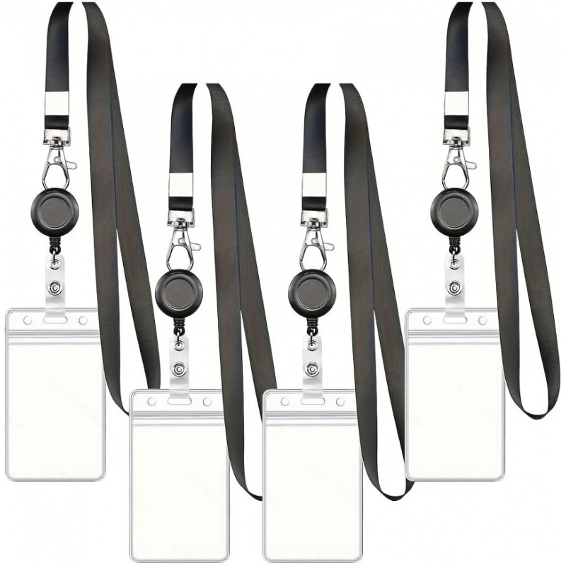 4PCS Lanyard Black Retractable - Lanyard Badge Holder recensie en prijs
