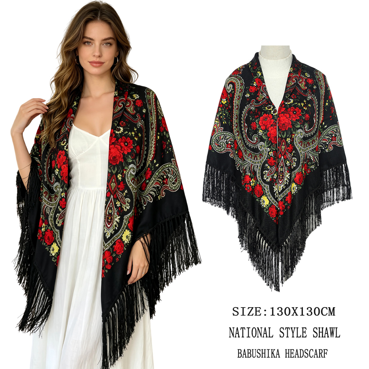 130cm New Russian Square Scarf - Woven Scarf Blanket recensie en prijs