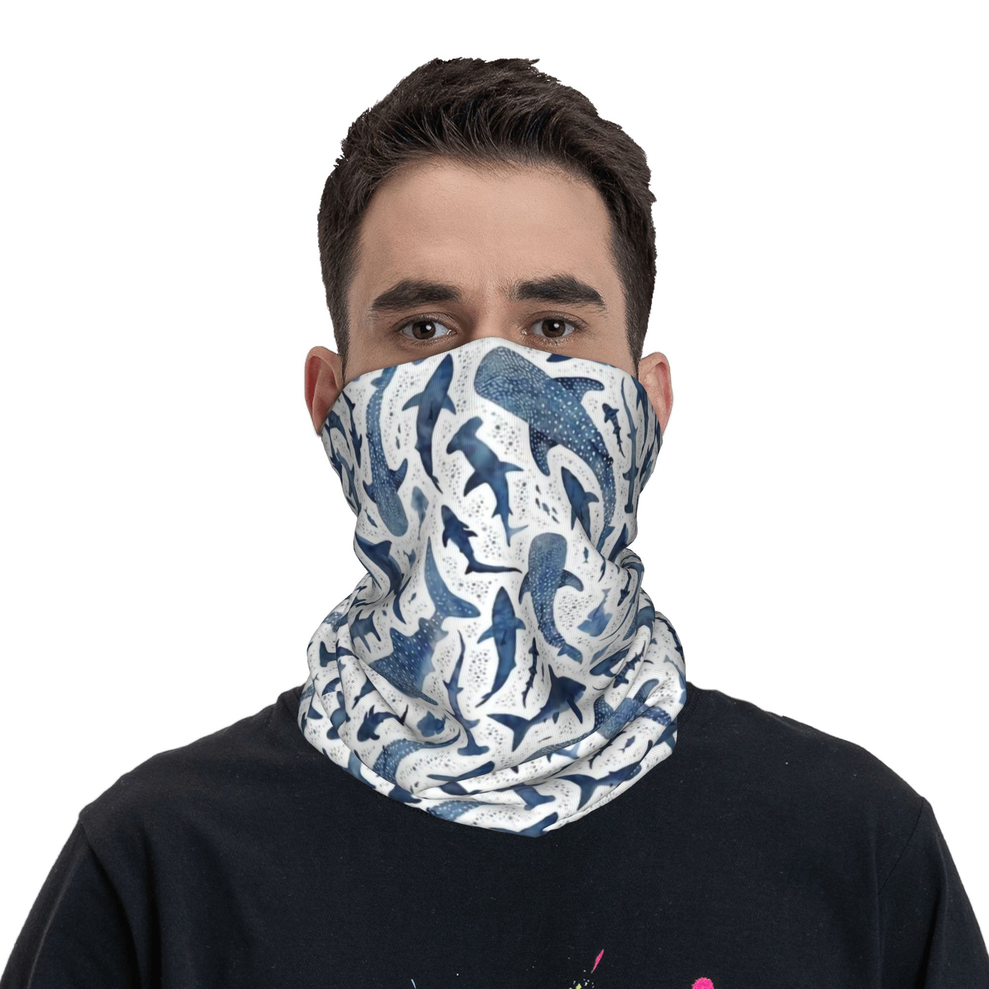 Custom Blue Watercolour Shark  - Neck Warmer Tube recensie en prijs