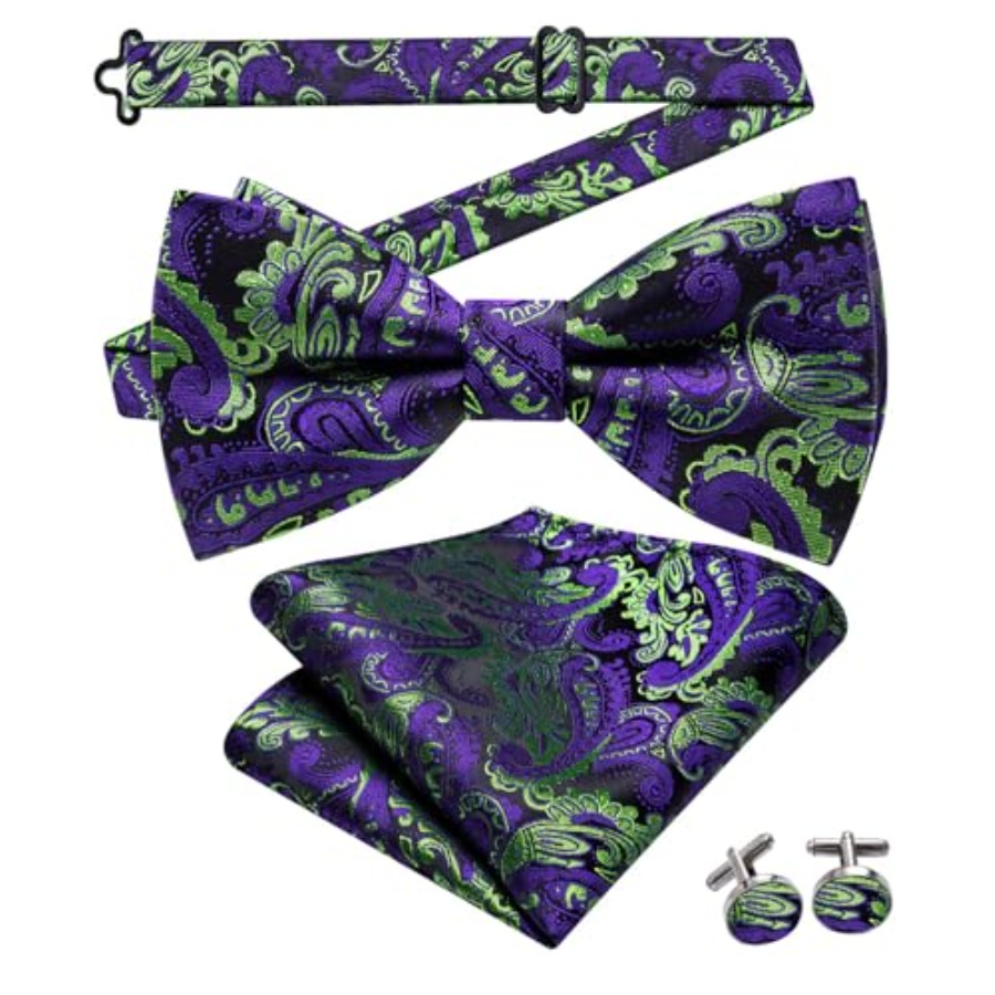 Mens Paisley Striped Bowtie Se - Pocket Square Set recensie en prijs