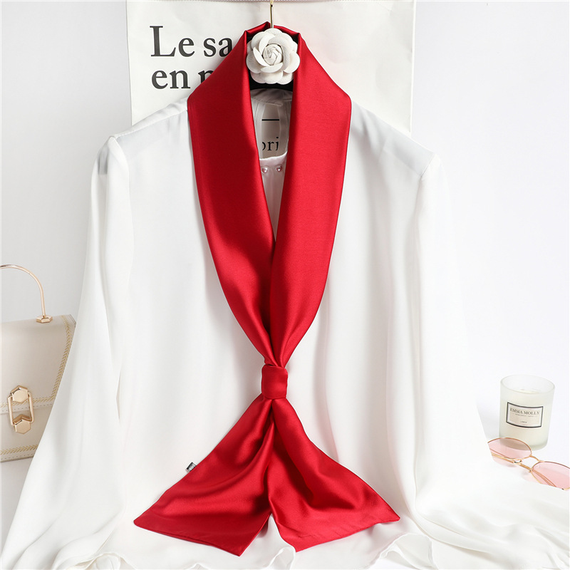 Red Solid Color Long Silk Scar - Ascot Neck Scarf recensie en prijs