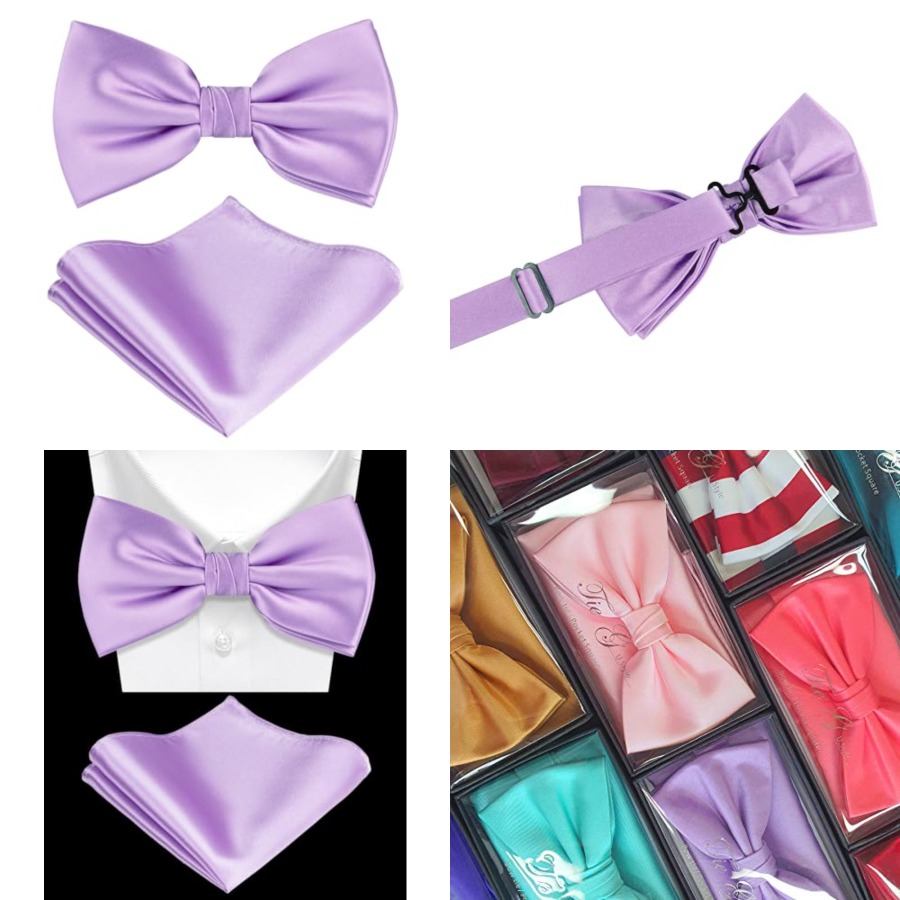 Solid Color Pre-tied Bow Tie a - Pocket Square Set recensie en prijs